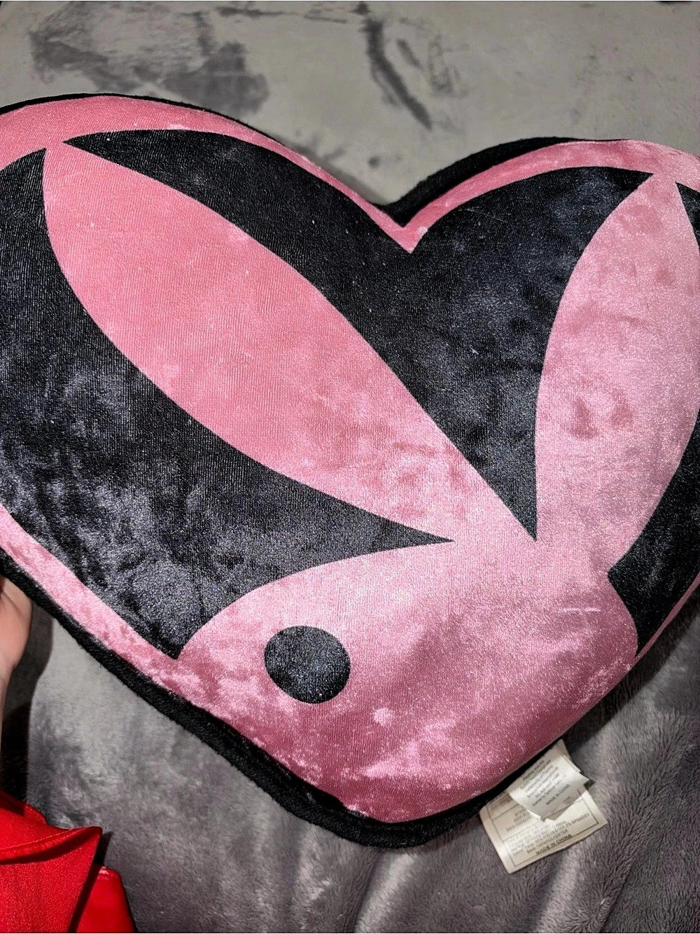 Playboy Bunny Heart Plush Pillow Pink & Black